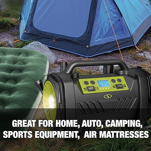 Miniatura 5 de Auto Joe ATJ-AIR1-HYB-P2 Hybrid 12 voltios110 voltios AC infladordesinflador de neumáticos de alto volumen con manómetro digital adaptador de