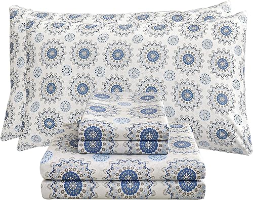 Mooreeke Sábanas matrimoniales navideñas con estampado de copos de nieve, juego de sábanas de tamaño matrimonial con bolsillo profundo, sábana