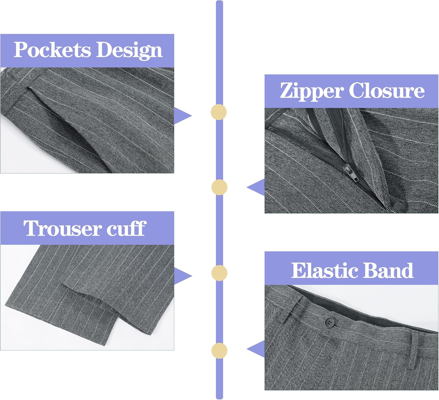 Mens Suit 3 Pieces Peaked Lapel Grey Pinstripe Slim Fit Tuxedo Blazer Vest Pants Prom Event Wedding Banquet Dinner