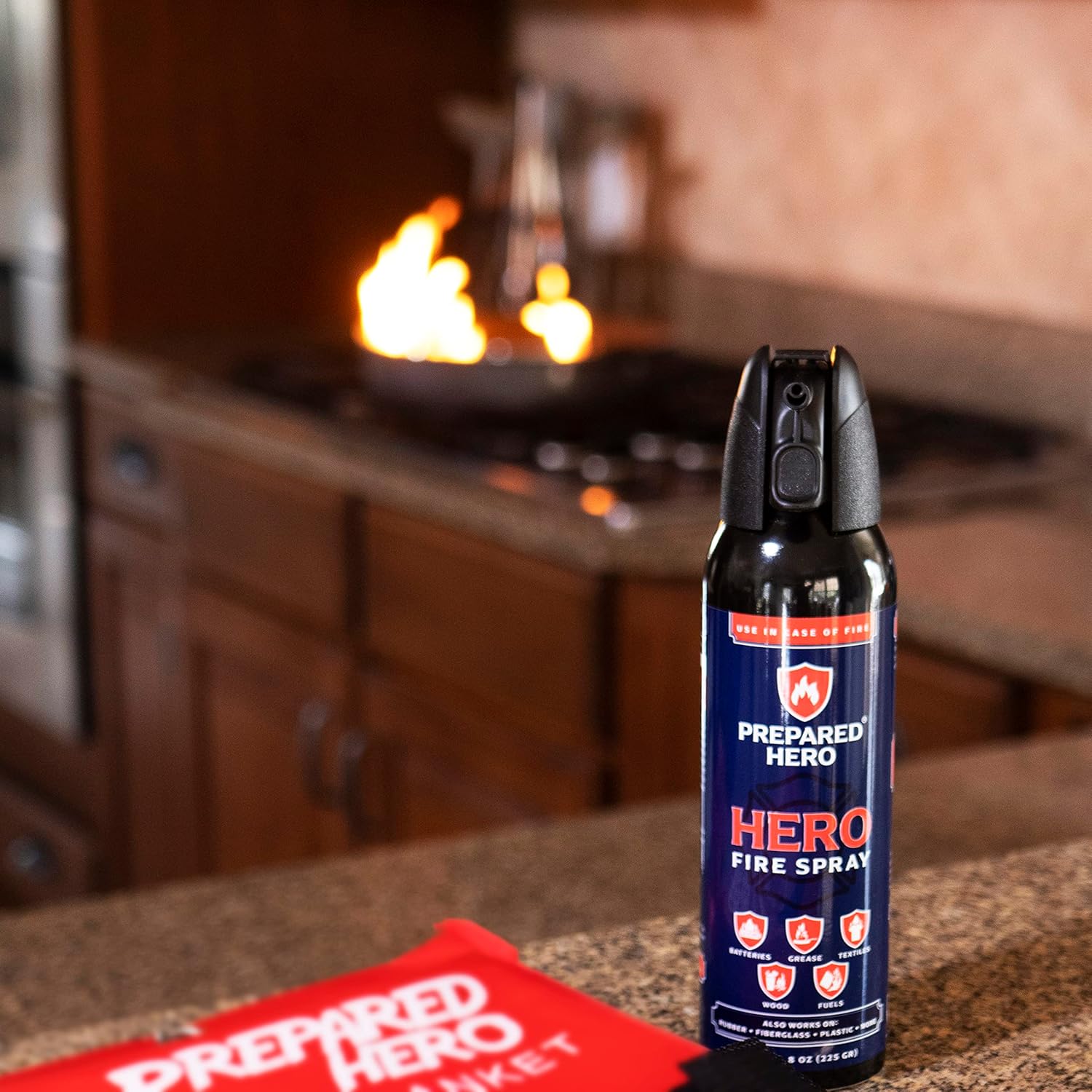 Prepared Hero Fire Spray - Mini Fire Extinguishers for House, Car, Garage - Kitchen Small Fire Extinguisher for Home, Made in USA, 100% Organic - Compact, Portable & Easy to Use, Non-Toxic - 2 Pack - 