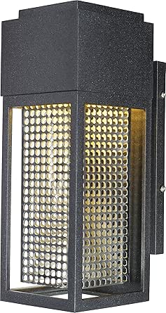 Maxim 53597GBKSST Townhouse Dark Sky Open Frame with Metal Mesh Rectangular Outdoor LED Wall Sconce, 1-Light 7 Watt, 12" H x 5" W, Black