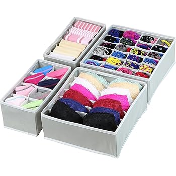 Simple Houseware Closet Underwear Organizer Drawer Divider 4 Set, Gray