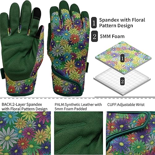 Miniatura 122 de Guantes de jardinería a prueba de espinas y pinchazos, con agarre, guantes de jardinería para mujeres, guantes de trabajo de cuero, regalos Guantes