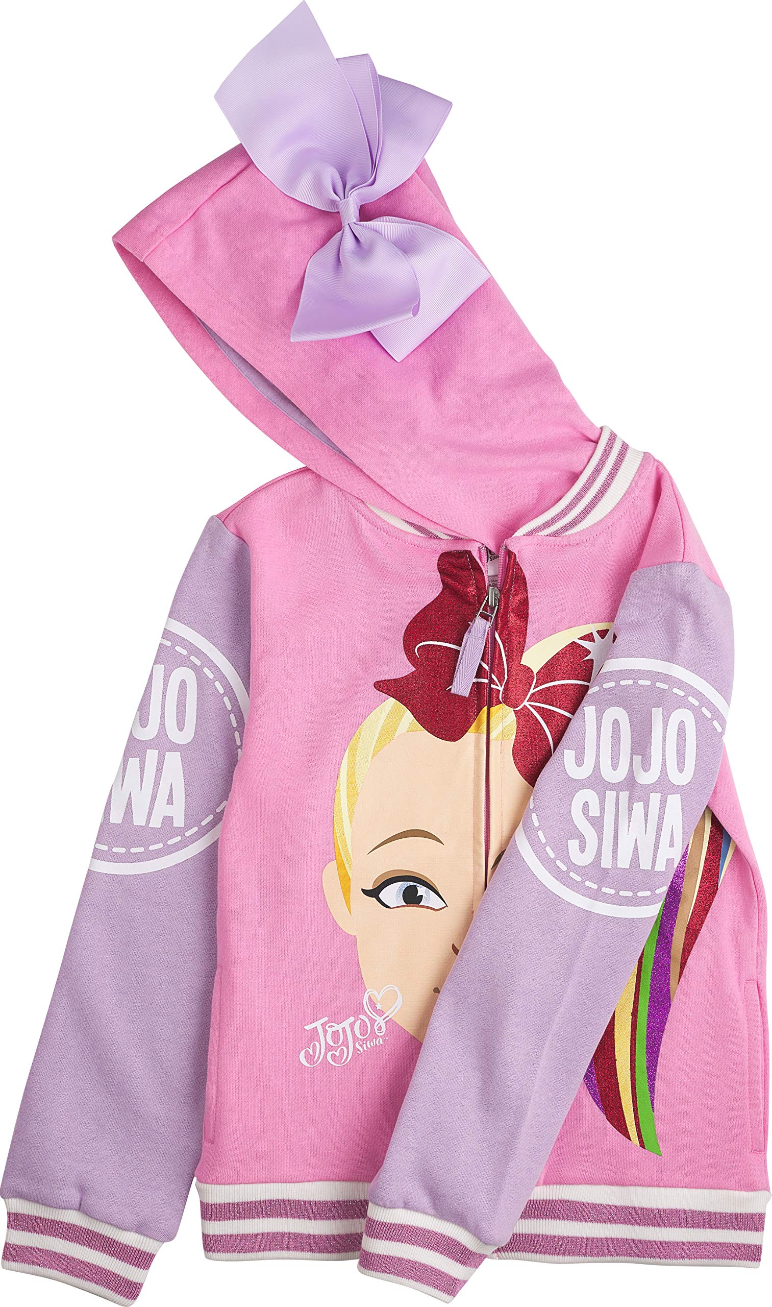 Jojo Siwa Big Face Zip Up Hoodie with Bow On Hood Sudadera con Capucha Niñas