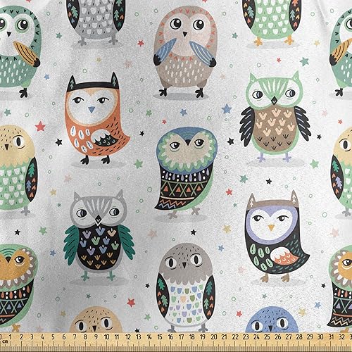 Miniatura 356 de Lunarable - Tela para amantes de perros de The Yard, patrón divertido de animales de dibujos animados en posiciones caprichosas estirando y Beige y