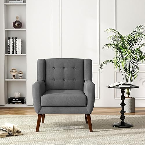 Miniatura 52 de UIXE Silla de Acento Floral, Sillón Moderno Tapizado en Tela para Sala de Estar, Cómodas Sillas de Club con Brazos Sofá Individual con Botones