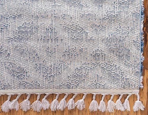 Miniatura 8 de Unique Loom Hygge Shag Collection Alfombra de área con diseño de diamante (2 pies 2 pulgadas x 6 pies 1 pulgada, azulbeige)