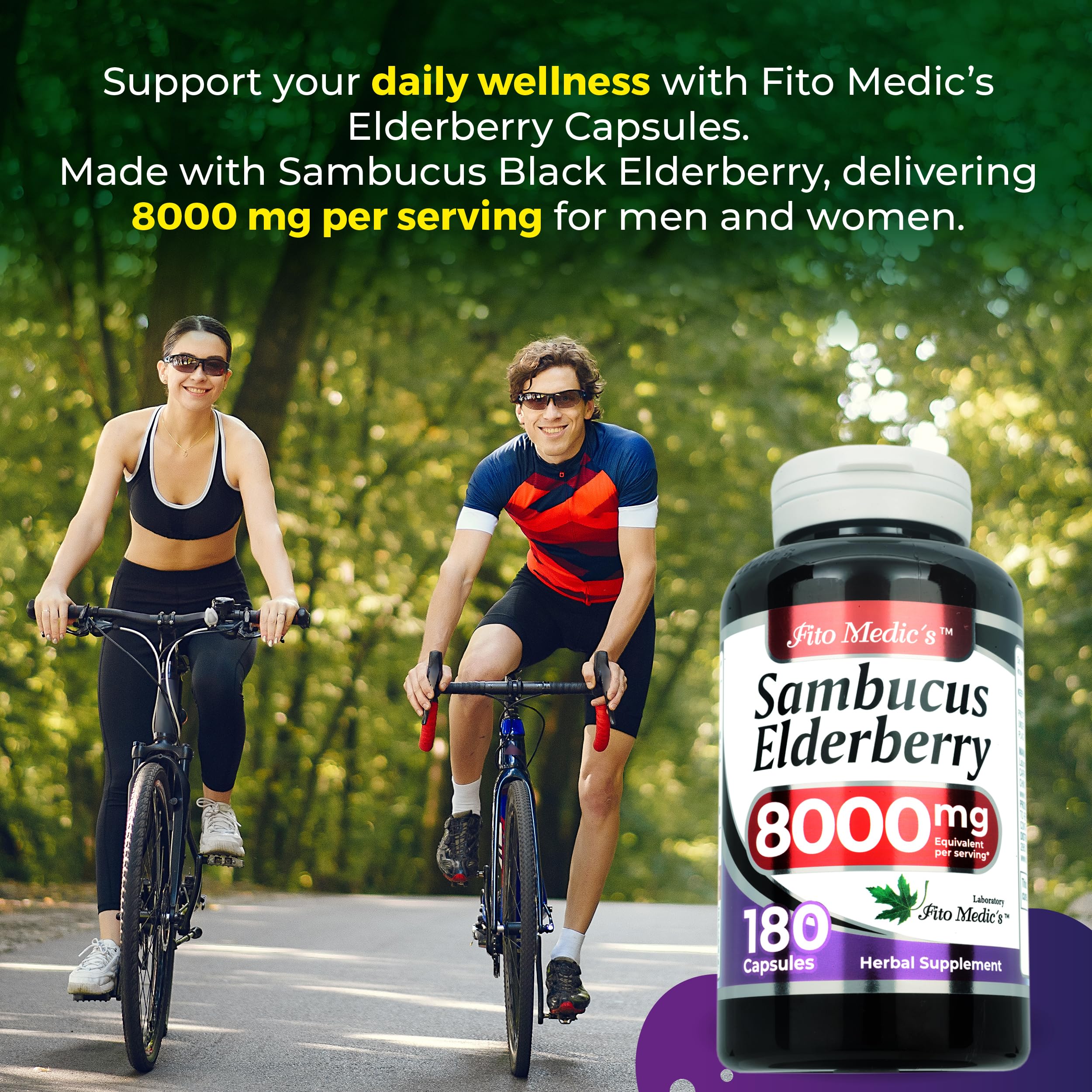 FITO MEDIC'S Lab Elderberry Supplement, Sambucus Black Elderberry, 180 Capsules — Amazon image 4