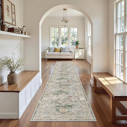 Miniatura 195 de Madane Alfombra lavable de 2 x 3 pies, alfombra de entrada pequeña, antideslizante, vintage, para entrada interior, alfombra de pelo bajo