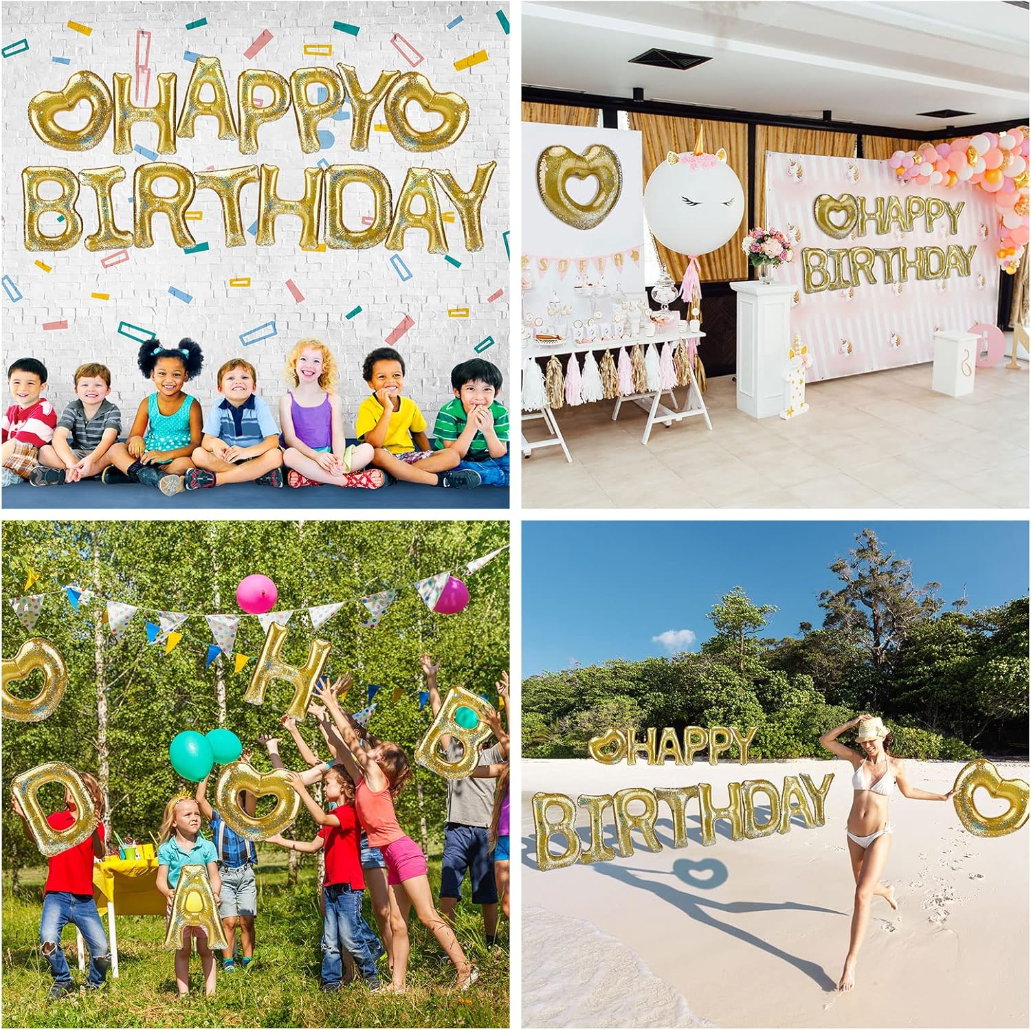 15 Pcs Happy Birthday Pool Float Inflatable Letter Heart Pool Party Float Combo Large 20'' Letter Balloons Float Decoration Water Swimming Pool Beach Toys with 40 Pcs Adhesive Dots for Party