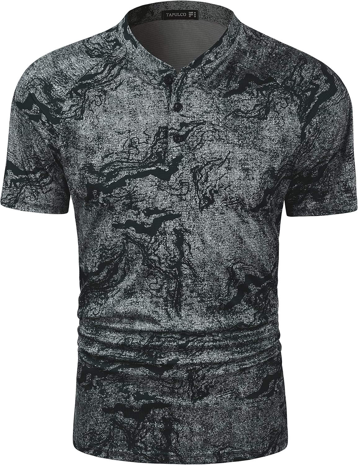 TAPULCO Mens Collarless Golf Shirts Short Sleeve Dry Fit Stretch Casual Breathable Lightweight Tshirts