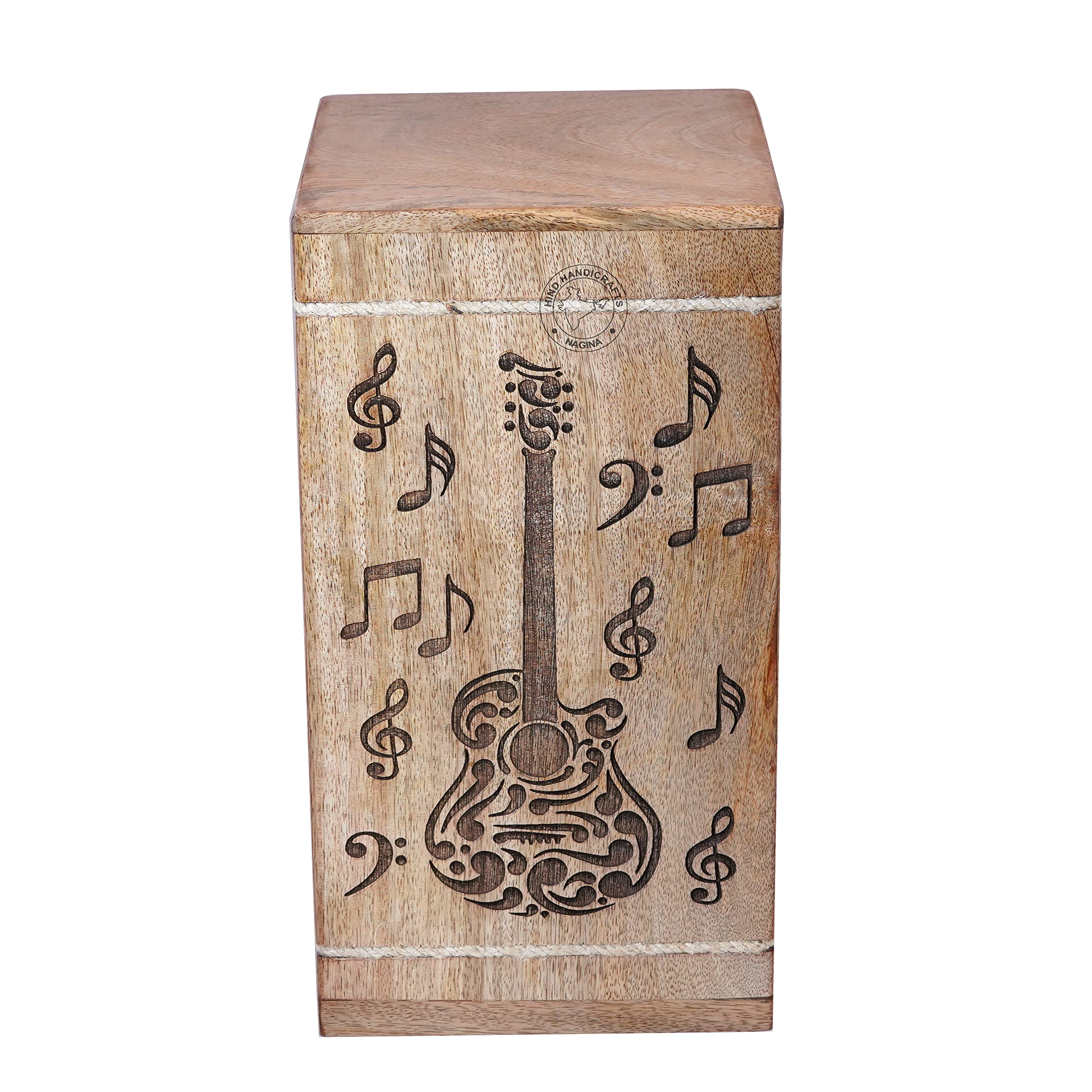 Urna de cremación de madera para guitarra para cenizas humanas para adultos, caja grande de urna funeraria de 250 libras, urna de entierro de madera dura con temática musical para