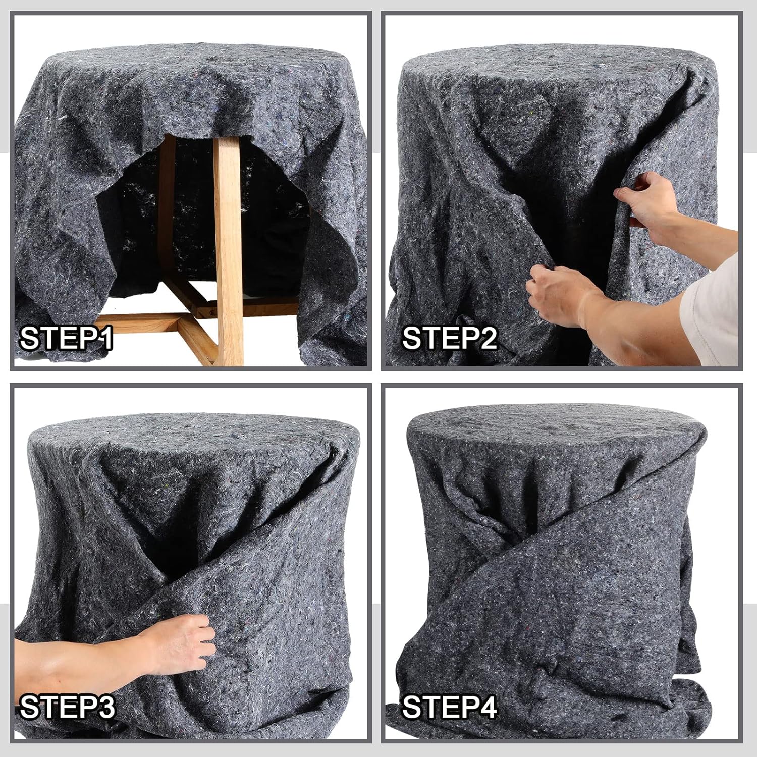 Large Moving Blankets Bulk 80 x 72 Inch Packing Moving Storage Blankets Textile Skin Pads Quilted Shipping Furniture Pads for Protecting Furniture Moves and Storage(Gray,24 Pcs)