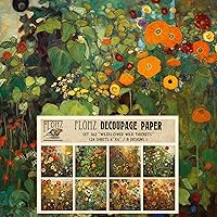 Vista 20 de Paquete de papel para decoupage (24 hojas 15x15 cm) Rosa Meadow de Amapolas # Papel vintage con patrón estilizado para decoupage, manualidades