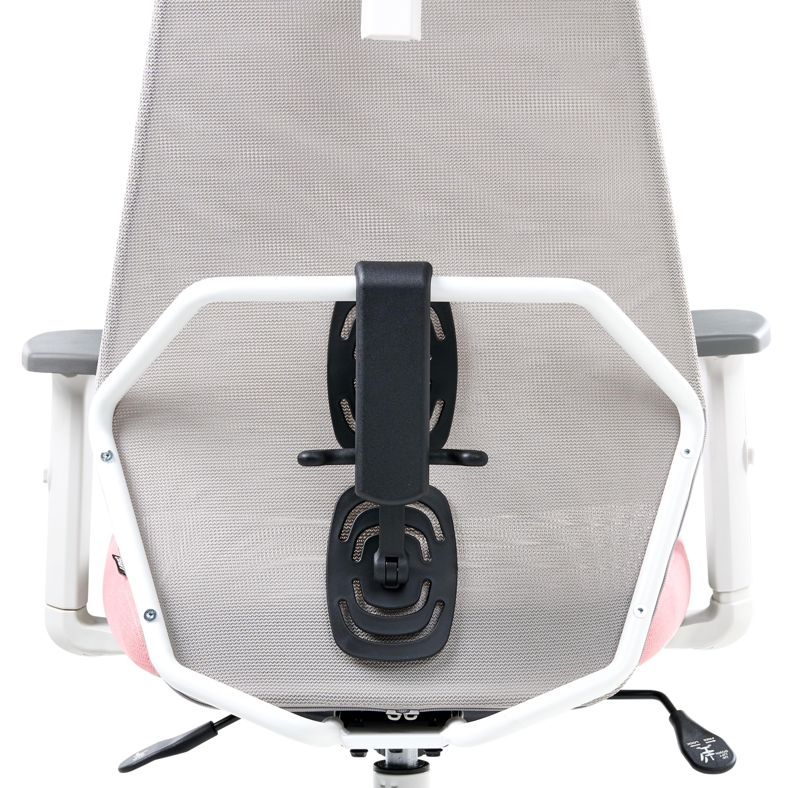 Beliani Silla de Oficina Multifuncional tapicería de Malla reposabrazos y reposacabezas Ajustables Ajuste de la Altura del Asiento Base giratoria inclinación del Respaldo Gris y Rosa Oryn
