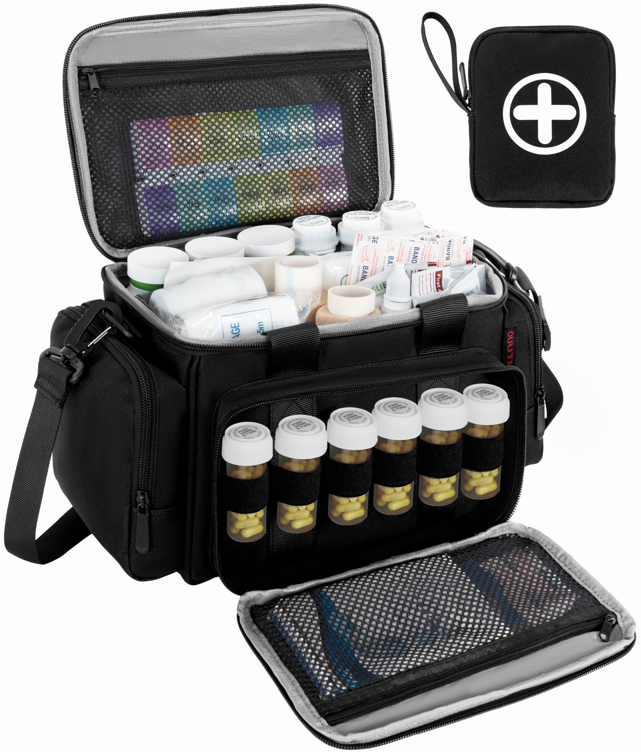 Borsa di pronto soccorso vuota, borsa medica professionale, borsa medicinale grande, borsa di emergenza per infermieri, medico di famiglia, assistenza domestica, viaggio o emergenza, Nero , 27 x