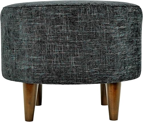 Miniatura 5 de MJL Furniture Designs Sophia Collection Mystere Series Otomana redonda contemporánea, patas cósmicasgris oscuromadera