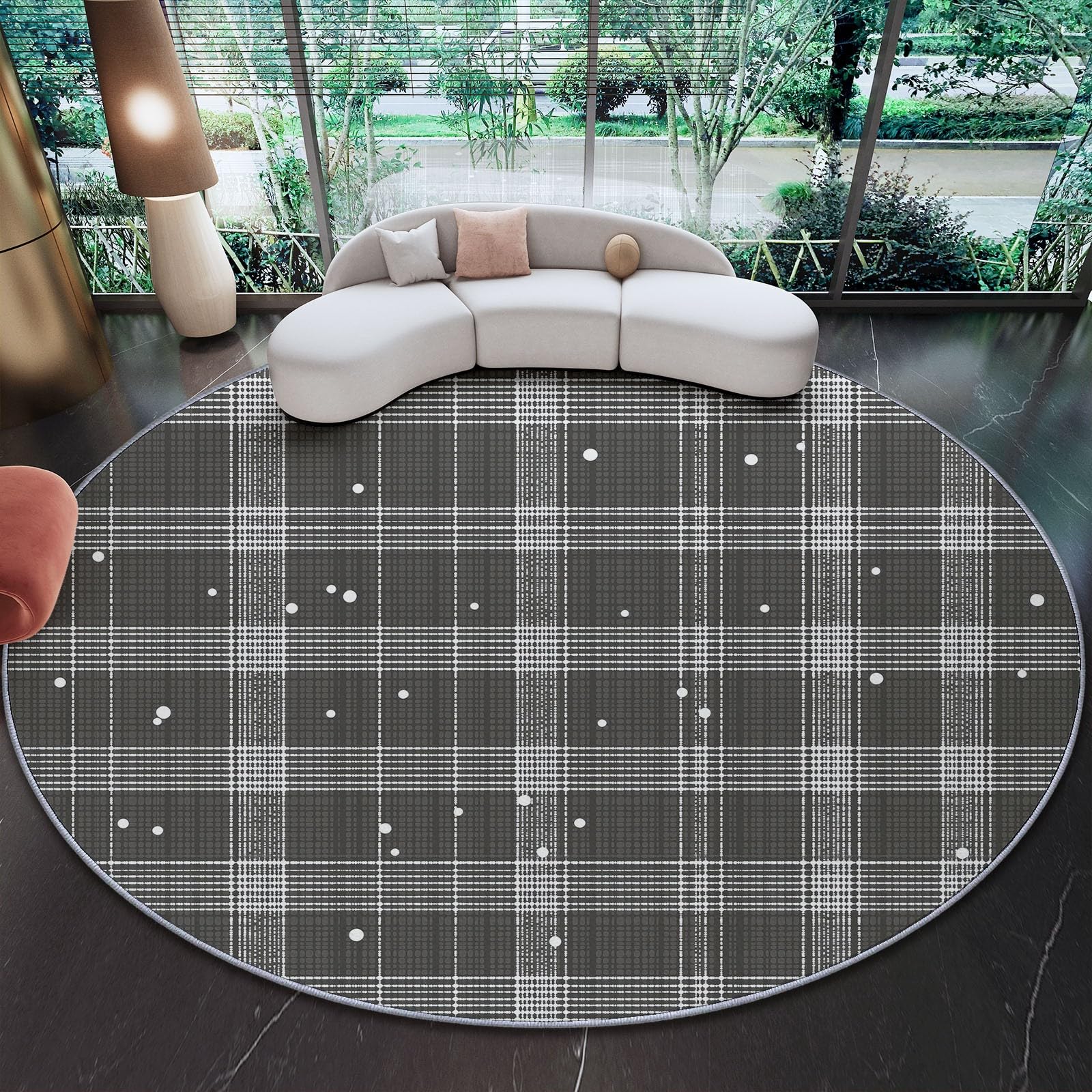 Tapis rond antidérapant gris : la solution contre les glissades et les taches