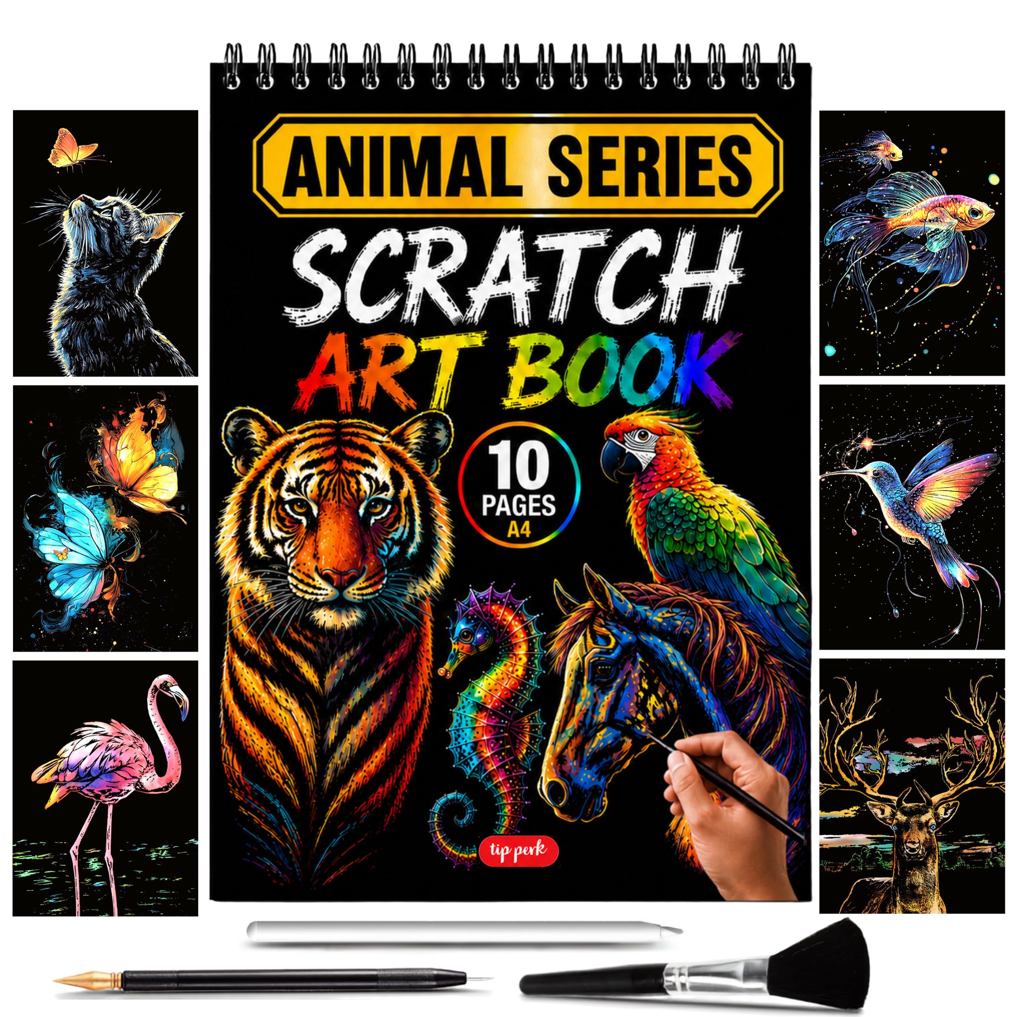 Amazon.co.jp: Animal Scratch Art Book for Adult - カラフルな動物