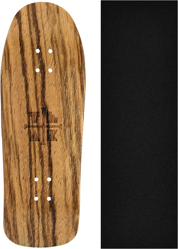 Wooden Fingerboard Carlsbad Cruiser Deck, Zebrawood - 34mm x 100mm - Handmade, Pro Shape & Size - Five Plies Wood Veneer - Includes Prolific Foam Tape - Teak Tuning