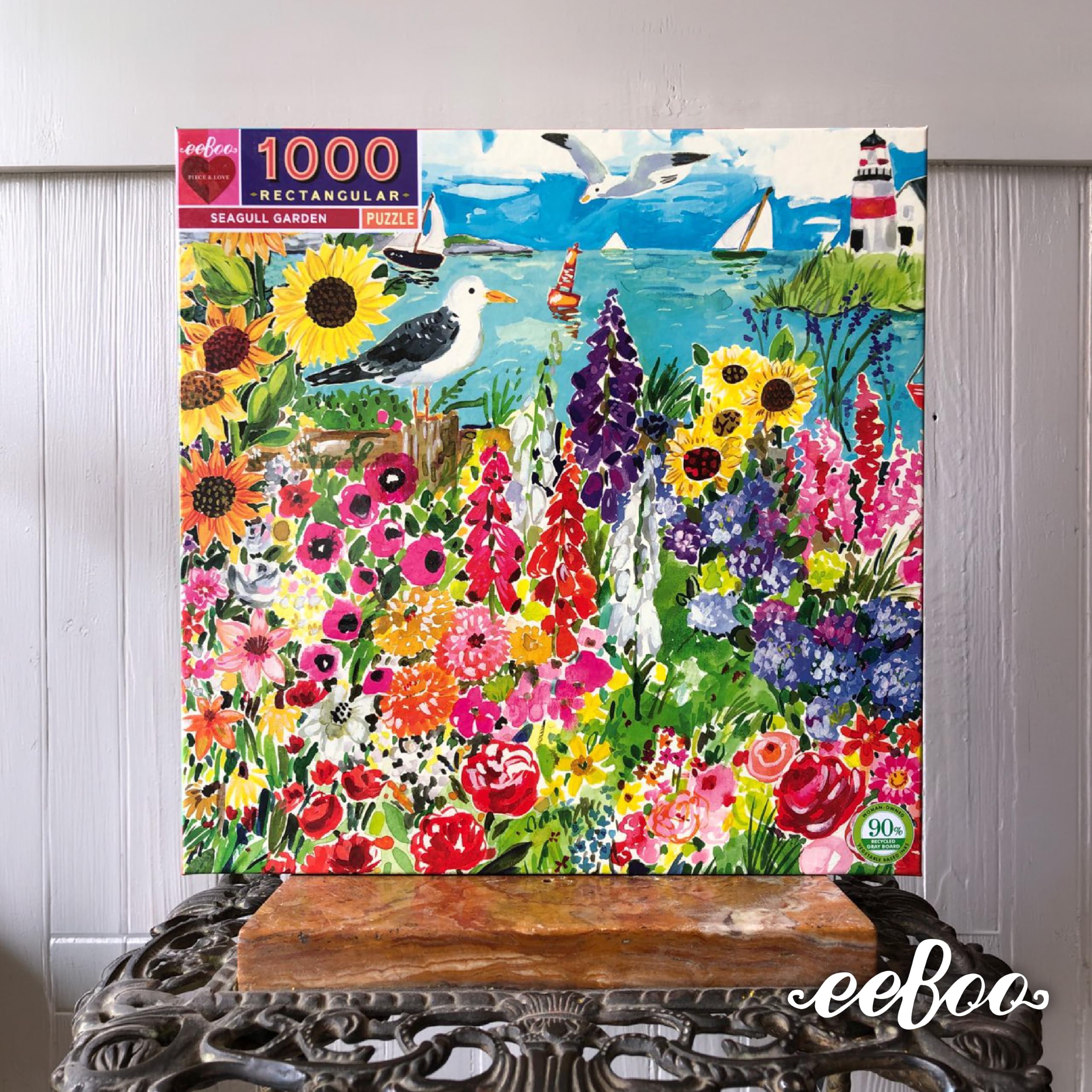 EEBOO - Puzzle Adulte Carton 1000 pièces Seagull Garden - Puzzle Adulte en Carton recyclé - PZTSE2