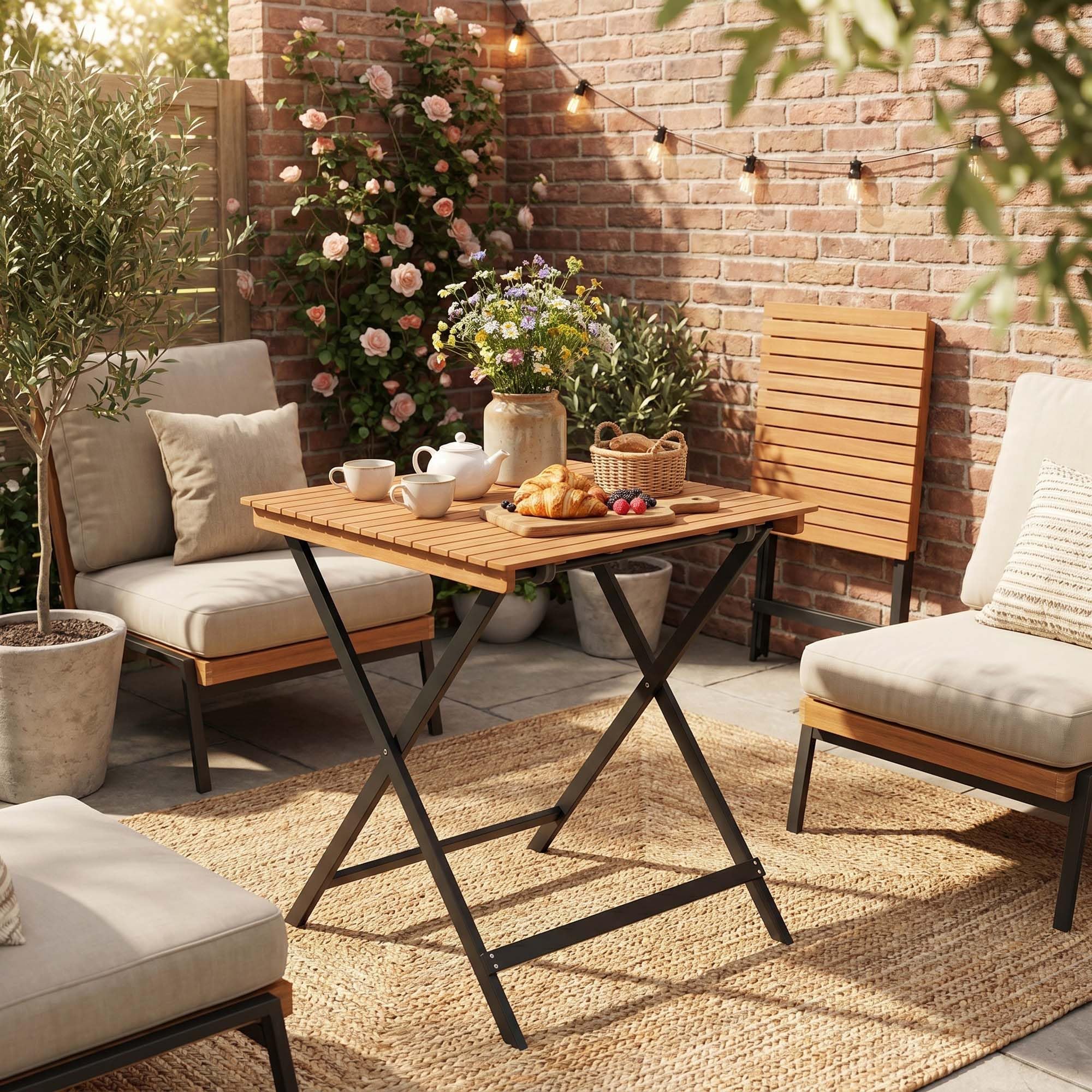 GIANTEX Table de Jardin Pliante en Bois d'Acacia