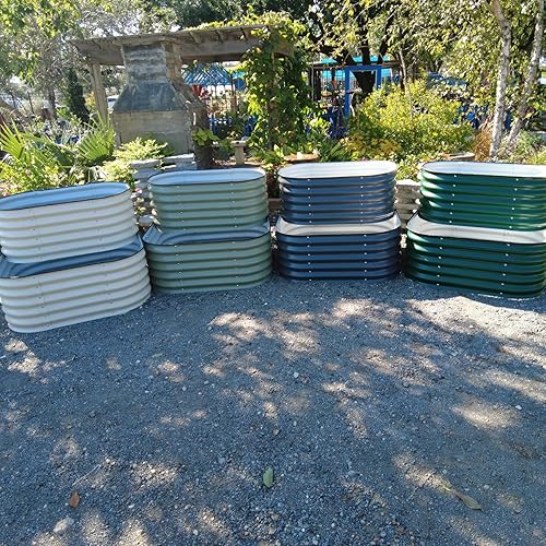 Miniatura 7 de Vego garden Jardinera elevada en cascada de metal galvanizado para verduras, hierbas y flores, verde británico