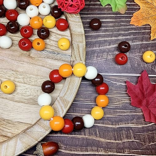 Miniatura 3 de 200 cuentas de madera de otoño, coloridas manualidades, cuentas de madera natural de otoño para Acción de Gracias, granja, cabello, cosecha, cuentas