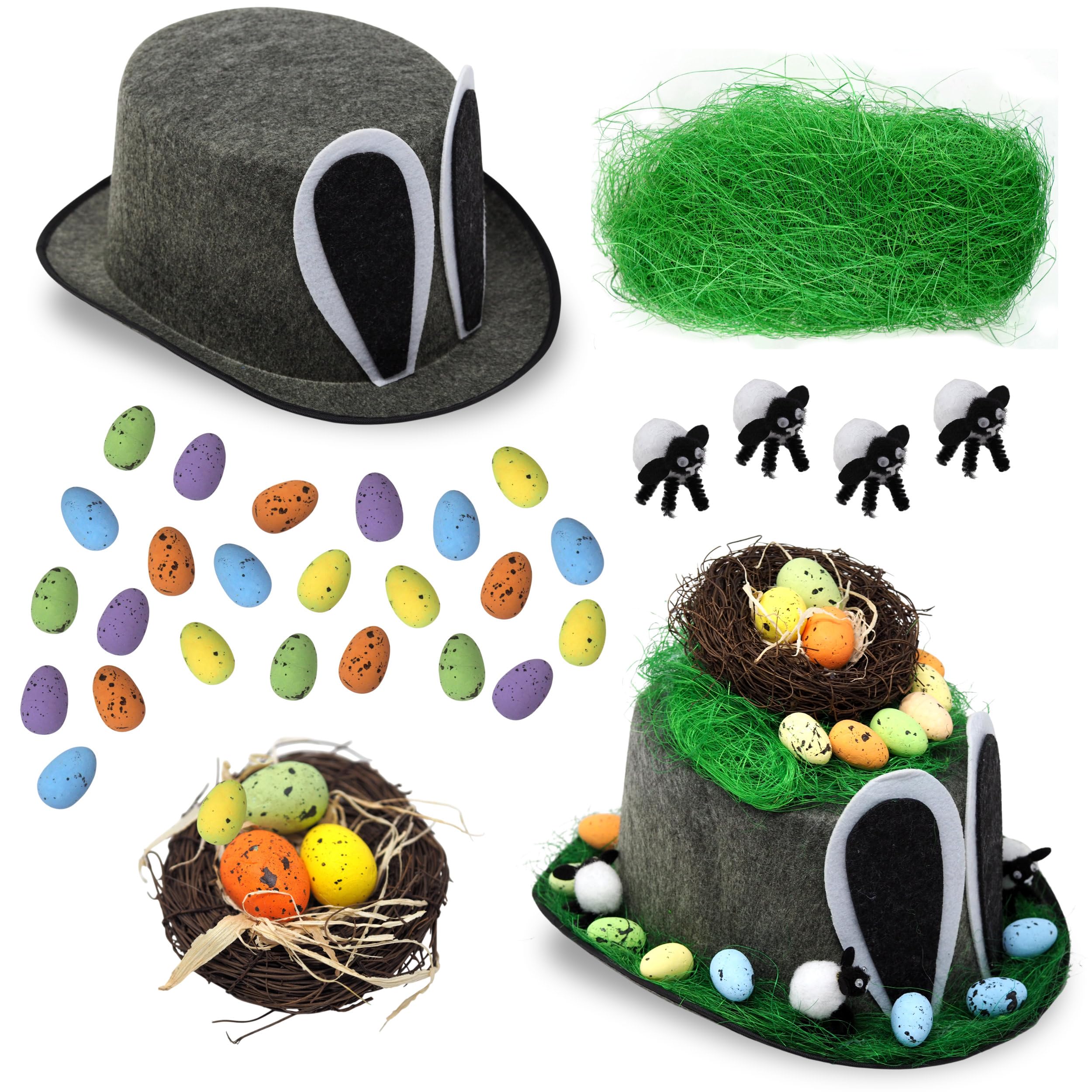 Blue Whale Gifts Boys Grey Make Your Own Easter Bonnet Hat Complete Kit - Top Hat