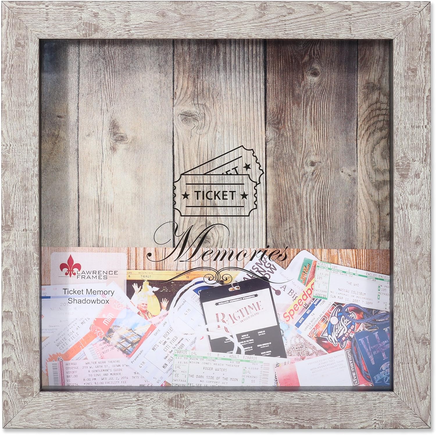 Lawrence Frames Birch 10x10 Weathered Shadow Box Ticket Holder