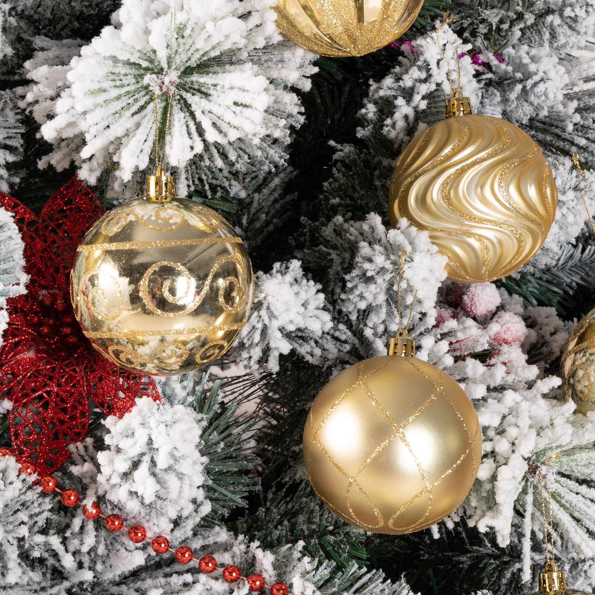 Adornos de Navidad – Juego de 16 adornos de bolas de Navidad, varios adornos de Navidad inastillables brillantes para árbol de Navidad, decoración de árbol de Navidad para vacaciones de Navidad