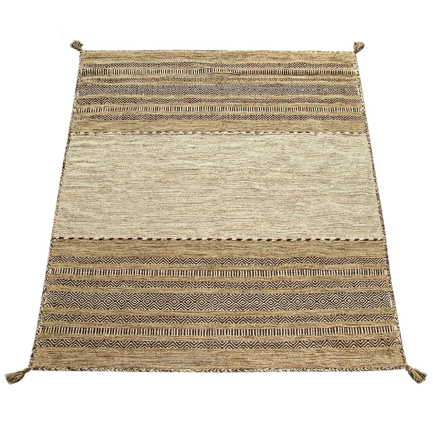 Paco Home Tapis De Créateur Tapis Tissé Kilim Tissé Main 100% Coton Moderne À Motifs Beige, Dimension:120x170 cm