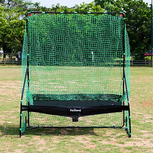 Furlihong NB01 Red de sistema de reciclaje de béisbol y sóftbol, 6.6 x 7.8 pies, marco de hierro 100% con red impermeable, compatible con máquina de