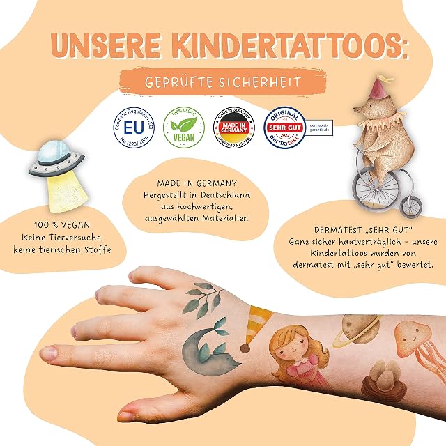 Foto 3 de 7 de 100 Tatuajes para pegar - Mezcla de colores de tatuajes para niños respetuosos con la piel