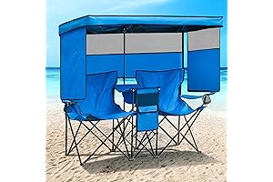 Double Canopy Folding Lawn Chair for Beach or Outdoor Use