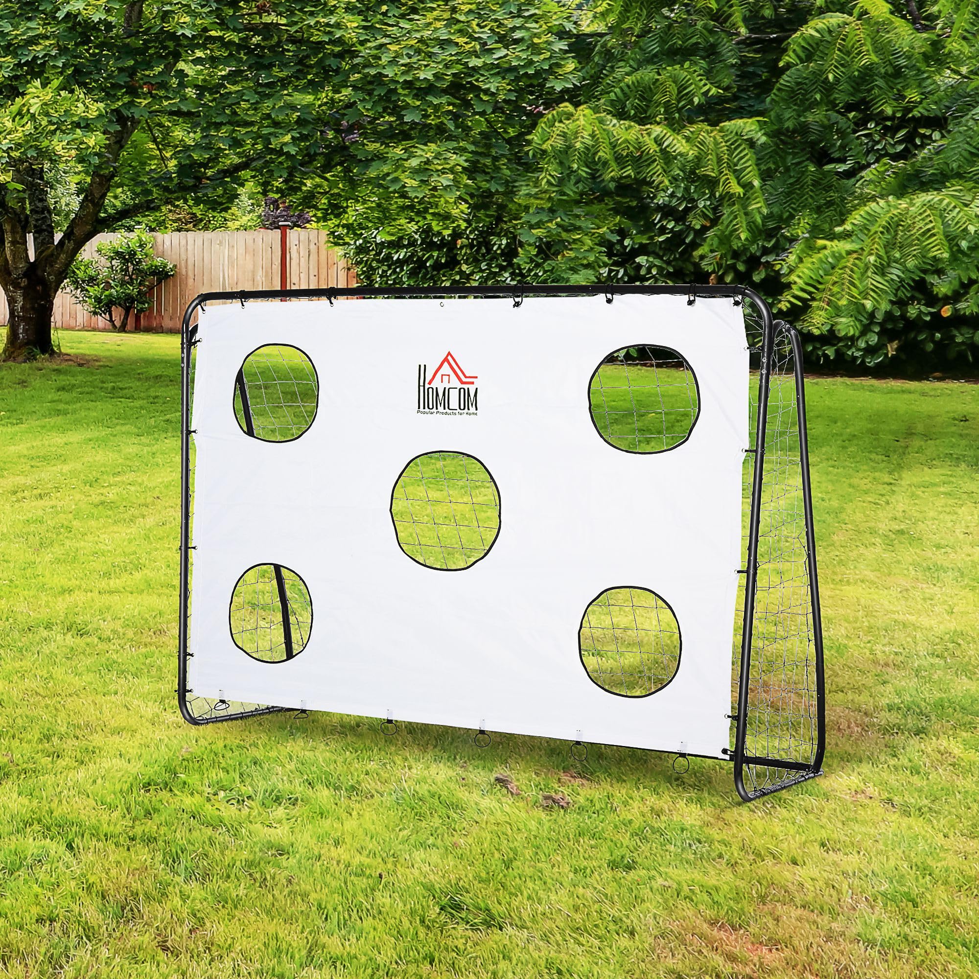 HOMCOM But de Football 2 en 1 avec Cible de Tir, Cage de Foot Exterieur 240 x 88 x 174 cm Blanc