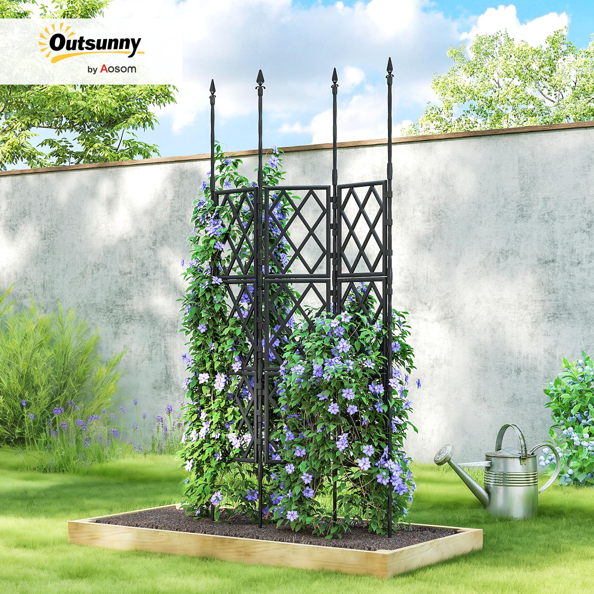Outsunny Składana krata ogrodowa DIY montaż do pnączy 85 x 197 cm Czarny
