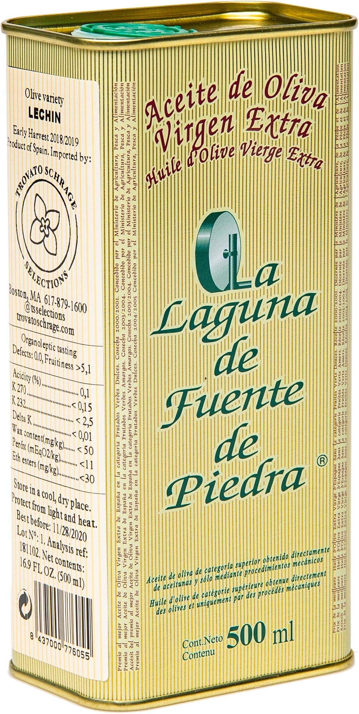 La Laguna de Fuente de Piedra | Extra Virgin Olive Oil | 2019/20 | 16.9 fl oz | Single Estate Production | Small Batch | Unblended | Early Harvest | 100% Lechin Olive | Spanish