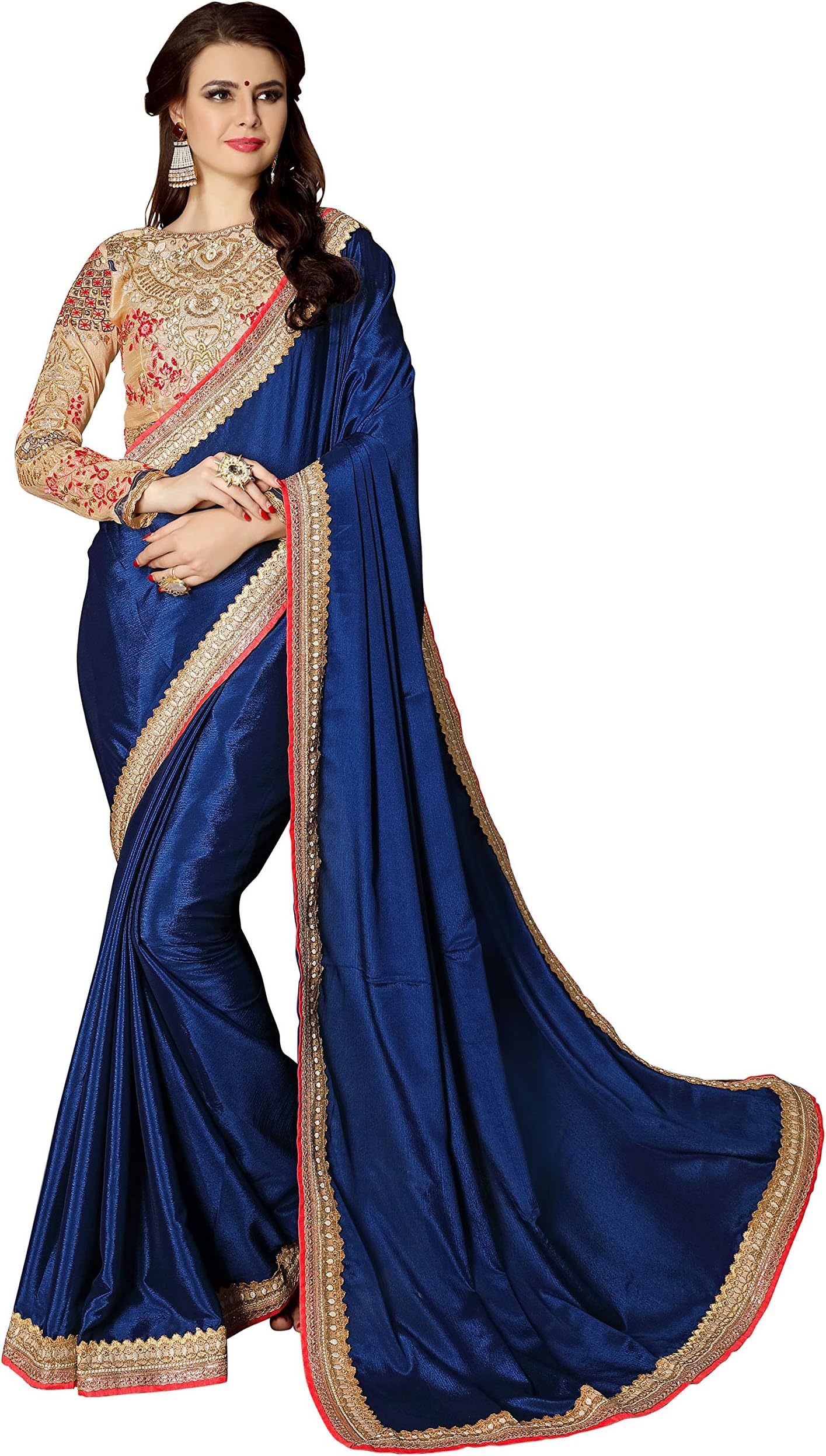 Womens Embroidered Desiger Georgette Saree with Blouse