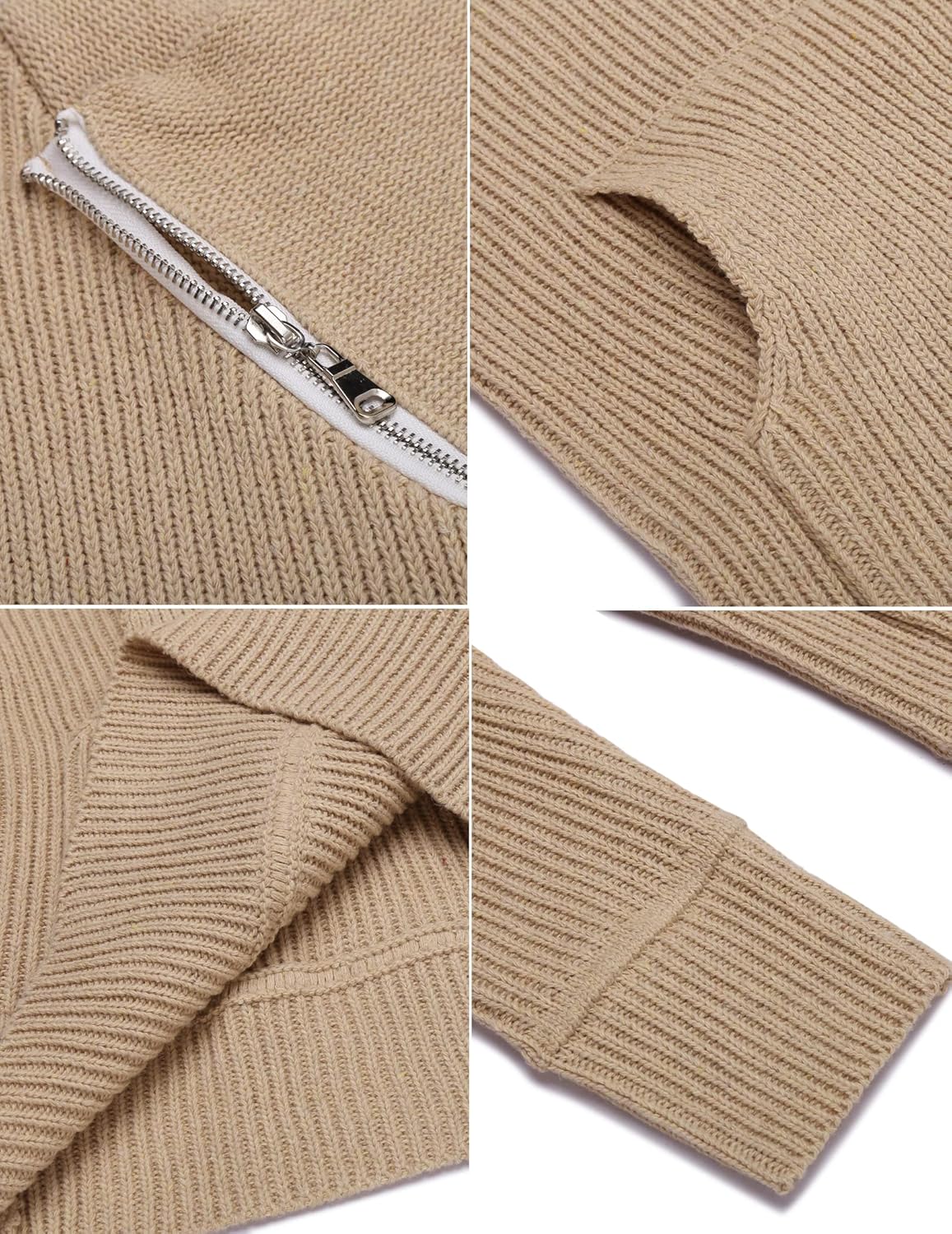 COOFANDY Men's Knitted Turtleneck Pullover Shawl Collar Sweaters Slim Fit High Neck Hoodies with Pockets - Image 5