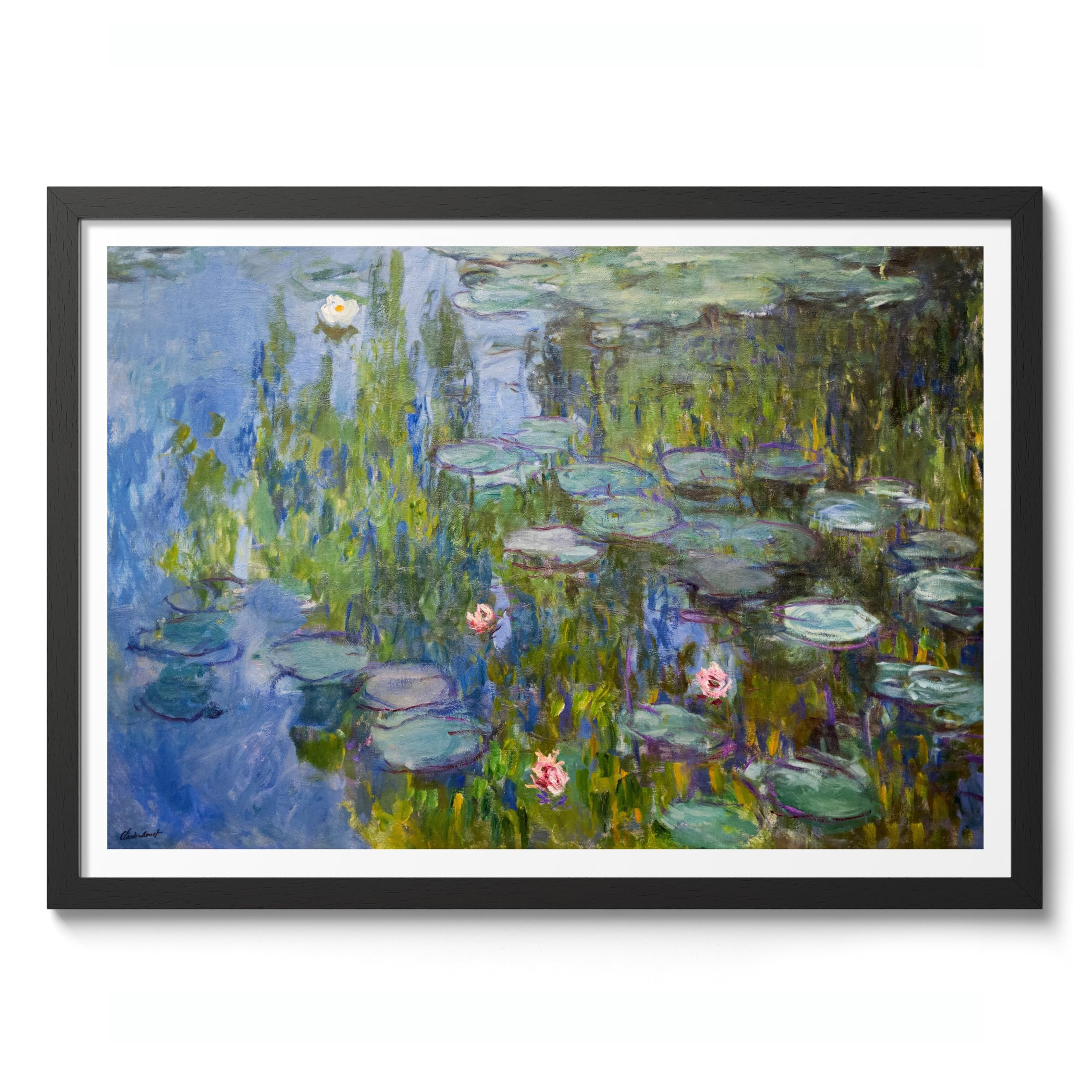 Water Lilies Claude Monet Art Print, Classic Art Painting Poster, Impressionism Art Exhibition Modern Wall Art, Minimalist Home Decor Picture Artwork, A5 (Black Frame) - 24.1x17.9cm — image 1