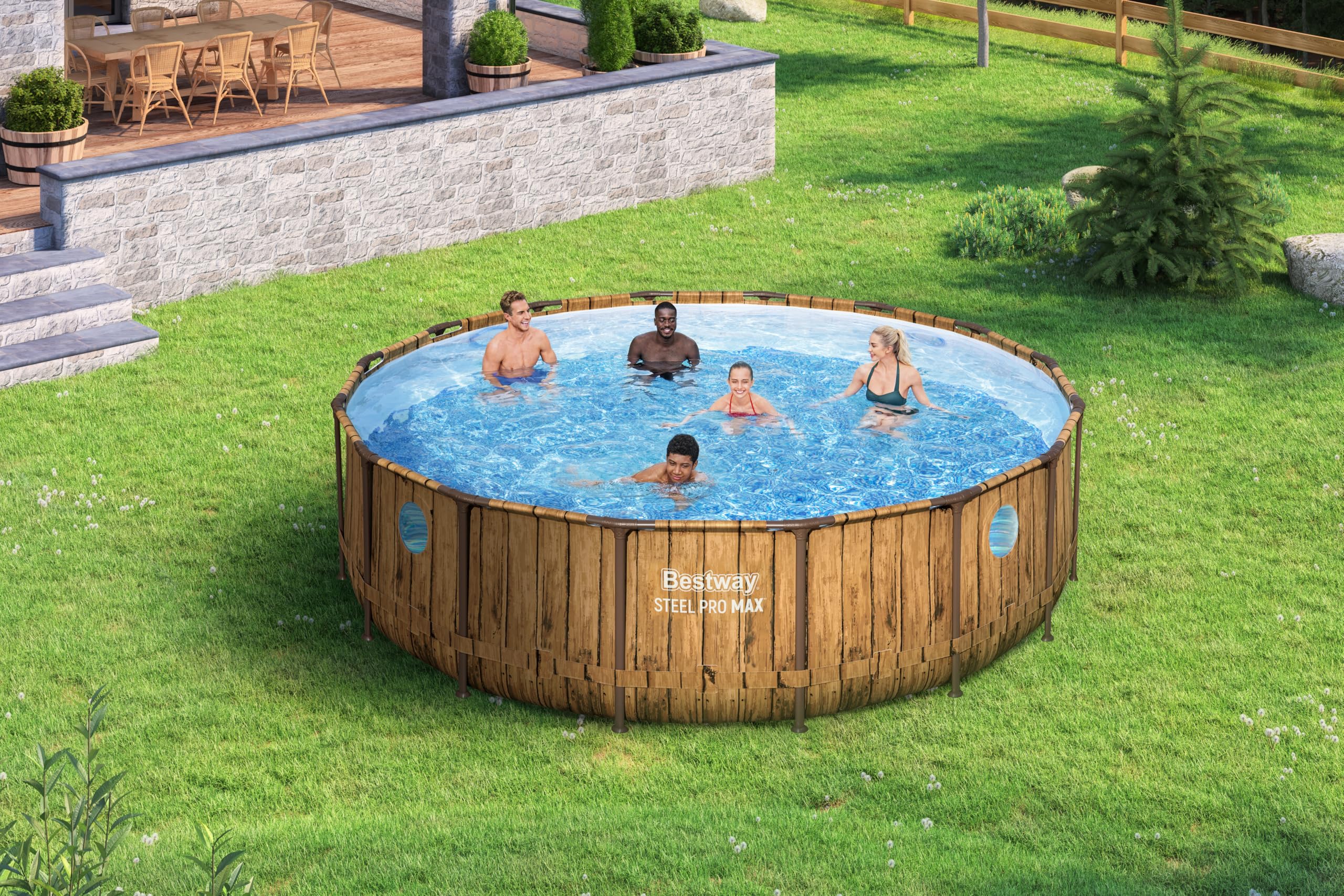 Bestway 56725-4 Set piscina fuori terra Steel Pro MAX Splashview da 488x122 cm