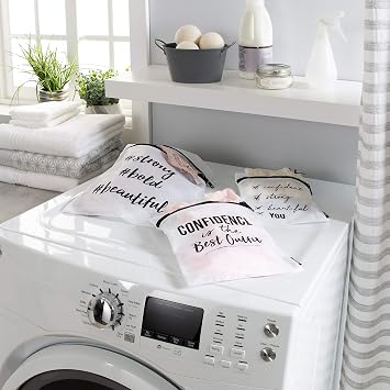 Laundry 360 3 Piece Printed Mesh Wash Bags, Multi Size Laundry Bag for Delicates, Zipper Close