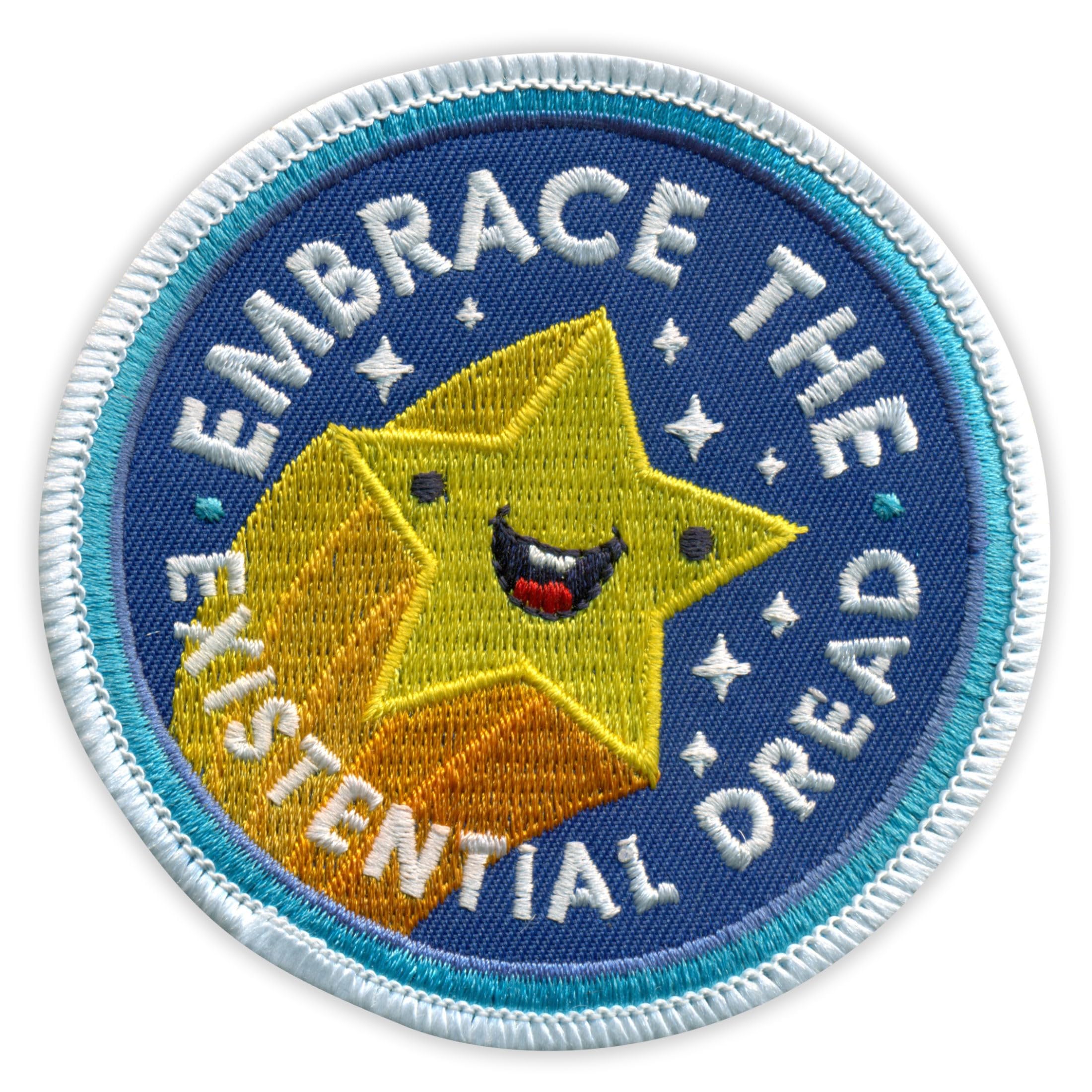 Zestaw czterech - Embrace The Existential Dread - Czarne VeIcro/Hook and Loop Backing - Haftowana naszywka / odznaka/emblemat