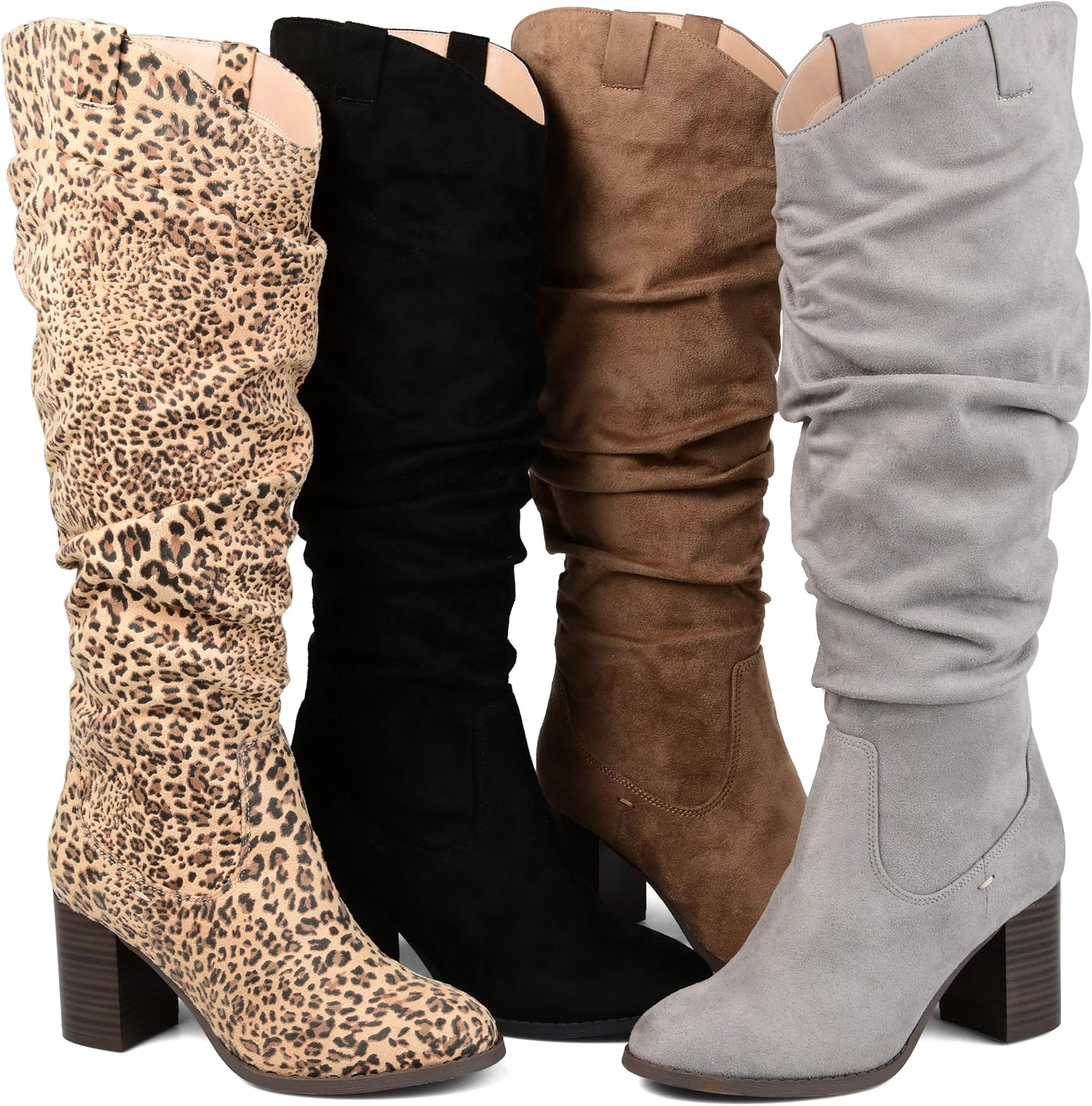 Journee Collection Women's Aneil Stacked Heel Knee High Boots, Black, 6.5 - Image 6