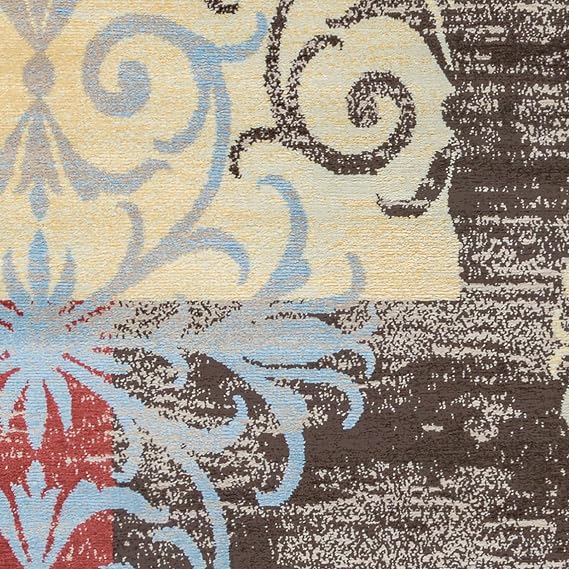 Rizzy Home | BS3591 | Bay Side Collection | Polypropylene Area Rug | 5'3 x 7'7 | Multi/Burgundy/Black/Gold/Blue Patchwork