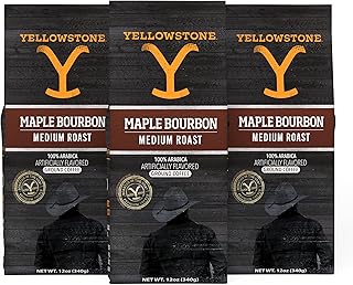 Yellowstone Maple Bourbon Medium Roast Coffee,100% Arabica Ground Coffee, 36 oz.