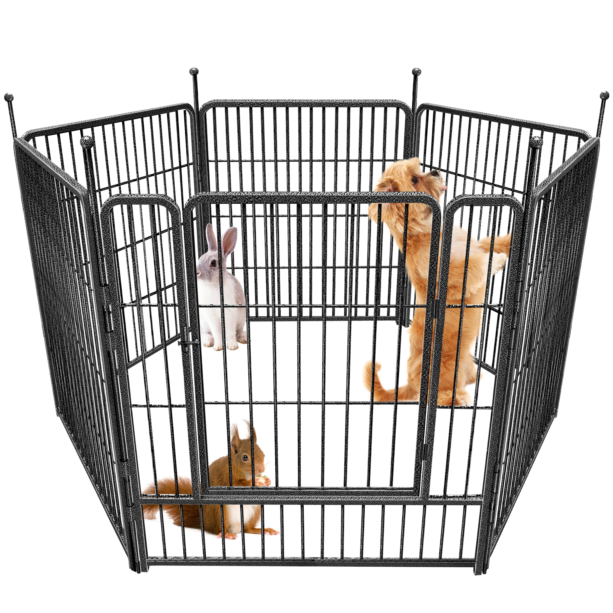 Dog Playpen Fence Indoor/Outdoor Metal 6 Panels for Small Medium