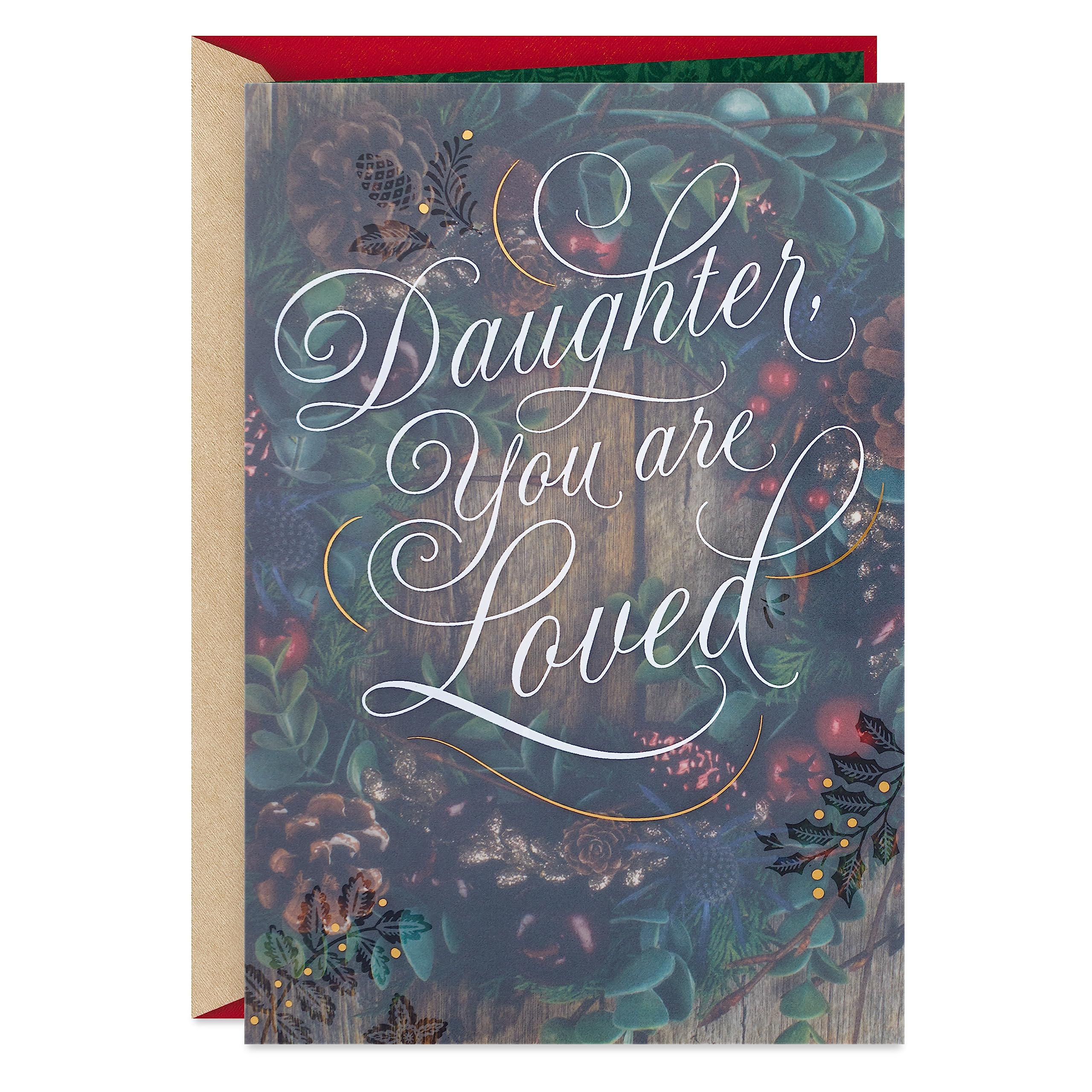 Hallmark Christmas Card for Daughter (You are Loved, Winter Wreath)