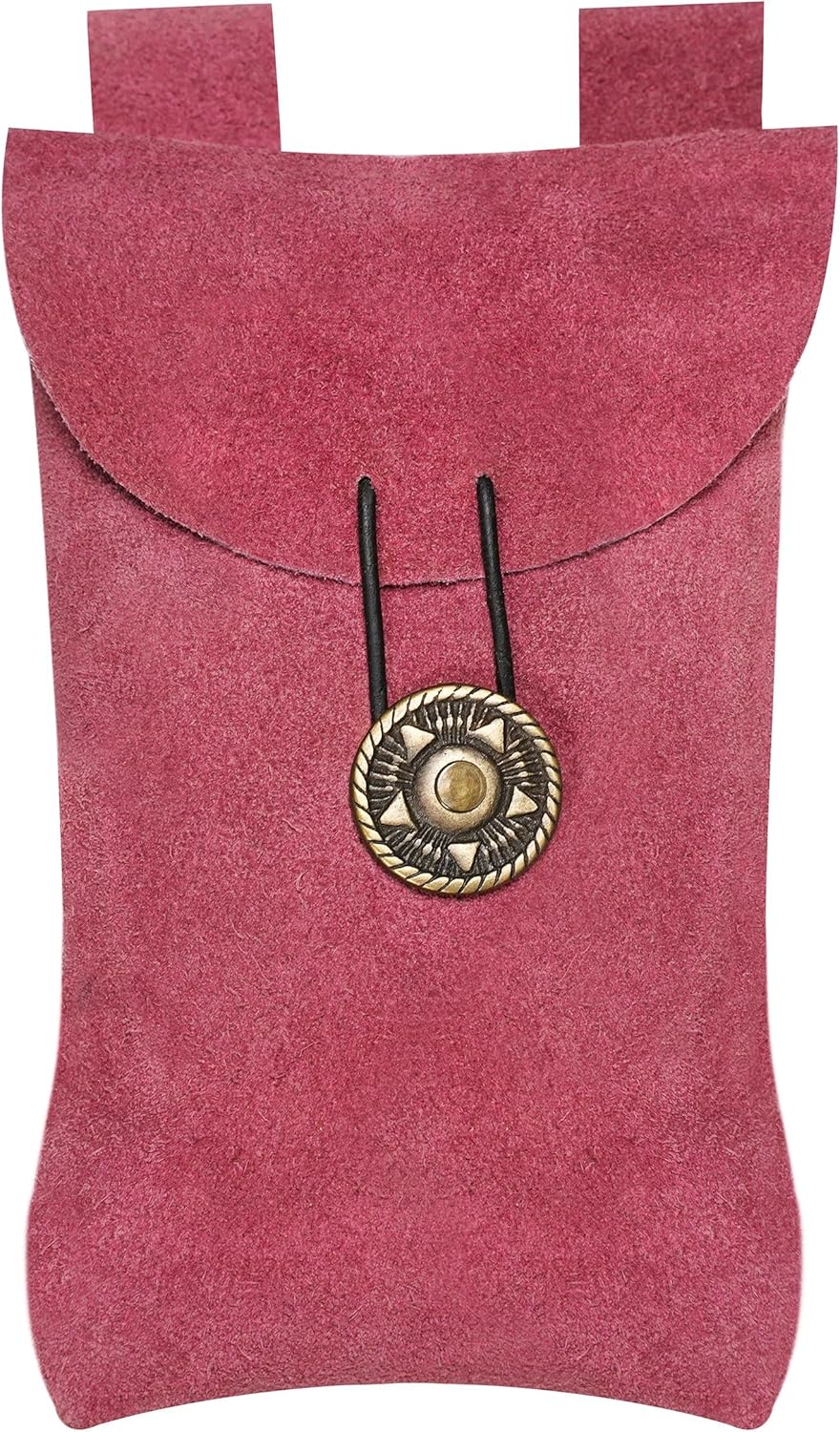 Medieval Leather Pouch Renaissance Suede Jewelry Belt Pouch LARP Costume Waist Bag Gift Accessory for Men and Women, Pink, 7.2" x 4.7"
